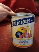 Vintage Delicious Brand Plum Jam Tin Bucket