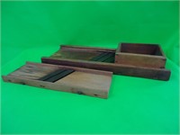 Pair of antique wooden kraut cutter