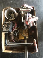 Box of Clamps, Holders, Spark Plugs