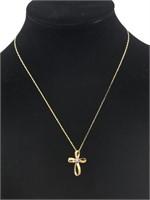 Gold plated sterling silver cross pendant necklace