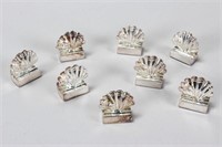 Set of Eight Silver Plate Shell Place Name Holders