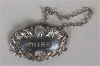 English Sterling Silver Decanter Whiskey Label,