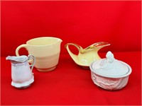 Vintage Cream & Gold Teapot, Pitcher, Wood's Ware