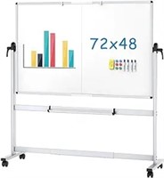 Viz-pro Double-sided Mobile Whiteboard, 72 X 48 In