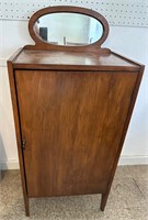 Wooden Cabinet with Oval Mirror, Towel Chest?