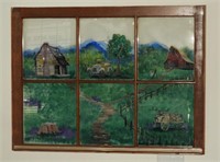 Lot #3534 - Antique window pane painted with