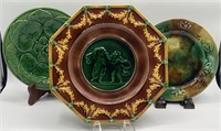 Majolica Wedgwood Email Ombrant Plate & 2 Pottery