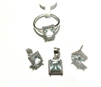 Sterling Silver Austrian Topaz Crystal Set