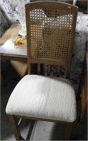 Pair of cane back upholstered seat dining chairs