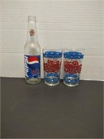 Pair of vintage stained glass look Pepsi Cola