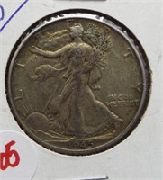 1945 Walking Liberty silver half dollar.
