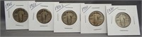 (5) Standing Liberty silver quarters: 2-1925,