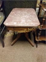 ANTQUE MARBLE TOP RECTANGLE END TABLE