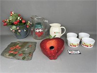 Strawberry Decorated Pitchers, Ramekins, and Decor