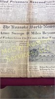 Copy of a 1943 "The Roanoke World News" and copy