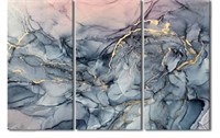 Abstract Marble Texture Painting on Canvas - 3 Pc
