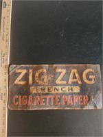 Rare Zig Zag Cigarette Paper tin tacker sign