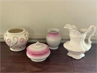 Vintage porcelain vases trinket dish pitcher