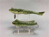 2 Gerald Finch Frog Spearing Decoys