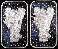 (2) 1 OZ .999 SILVER GUARDIAN ANGEL BARS