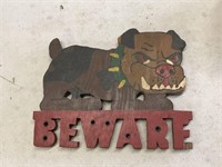 CARVED WOOD DOG = BEWARE