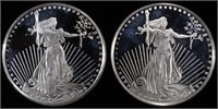 (2) 1 OZ .999 SILVER ST. GAUDENS ROUNDS