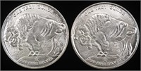 (2) 1 OZ .999 SILVER BUFFALO ROUNDS