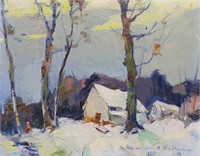 Chauncey Ryder Oil on Masonite The Sled