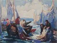George Pearse Ennis Watercolor Fishermen