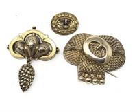 2 Victorian Brooches & Button Gold Filled
