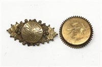 2 Victorian Etched Brooches Gold Filled