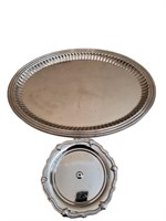 2 Silvertone Serving Trays