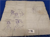 Early Soldiers' Drawings on Linen possibly ww1
