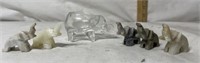 Marble Elephant Figurines & Glass Elephant