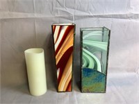 Slag Glass Vase & Candle Holder