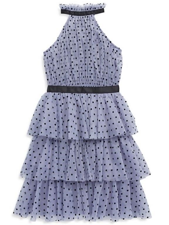 Lipsy Dotted & Tiered Halter Dress-SIZE 6