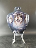 Wolf urn with base 16"