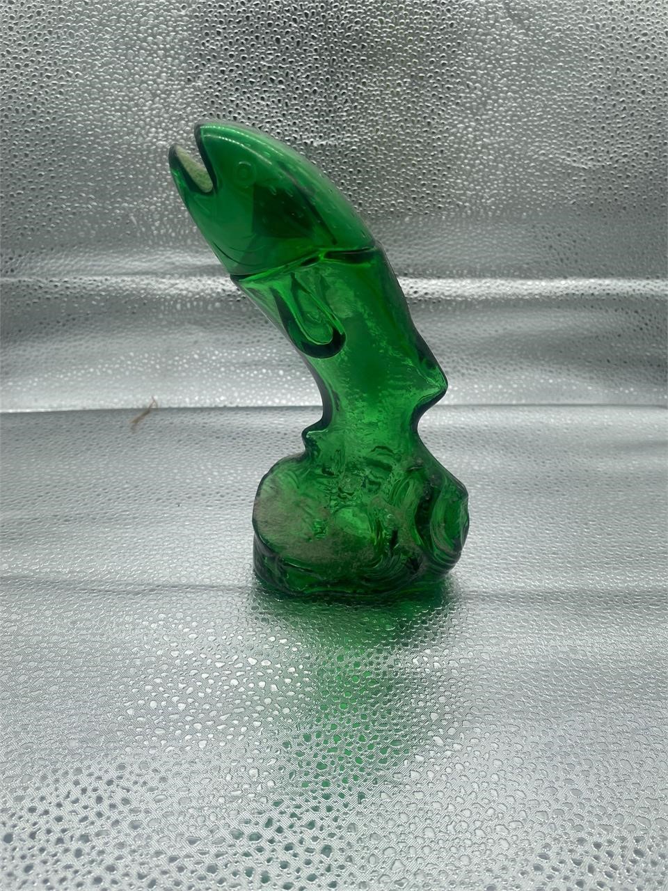green glass fish avon bottle