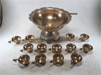Brass Punchbowl, Ladle, and Cups