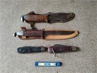 4 Old Used Knives