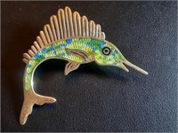 STERLING SWORDFISH PIN/PENDANT W/INLAY