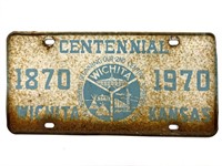 Wichita Kansas Centennial 1970 License Plate