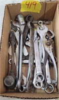 Box lot- wrenches, pliers etc