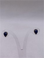 STERLING SILVER & LAPIS PIERCED EARRINGS