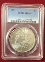 1891 Morgan Dollar PCGS MS63