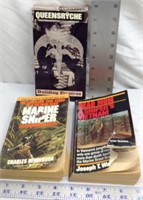F6) 2 paperbacks & 1 VHS with war theme