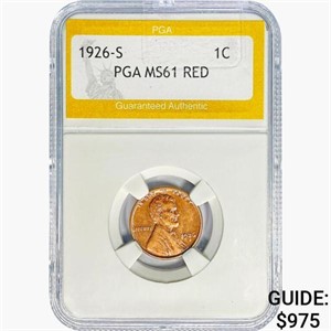 1926-S Wheat Cent PGA MS61 RED