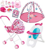 deAO Baby Doll Stroller Set - High Chair  Play Mat