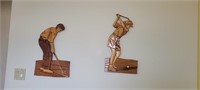 Inlaid wooden golf wall art