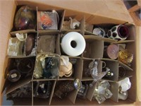 BOX OF PAPERWEIGHTS AND MISC KNICK KNACKS